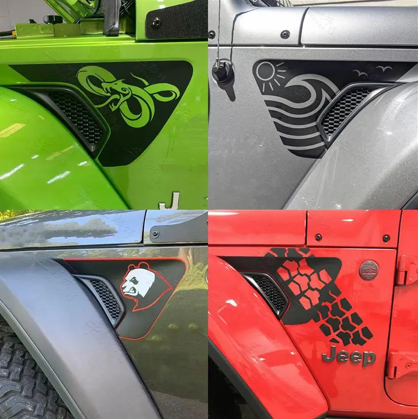 

2Pcs for Jeep Wrangler hood stickers Sahara air outlet JK JL decorative vinyl stickers Robin body personalized TJ decals