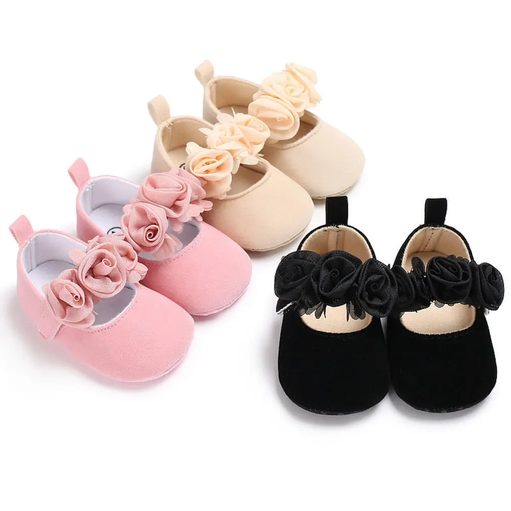 

Baby Girls Flower Crib Shoes Soft Sole Prewalker Anti-slip First Walkers 0-18M Newborn Infant Toddler Princess Shoes 2022 New
