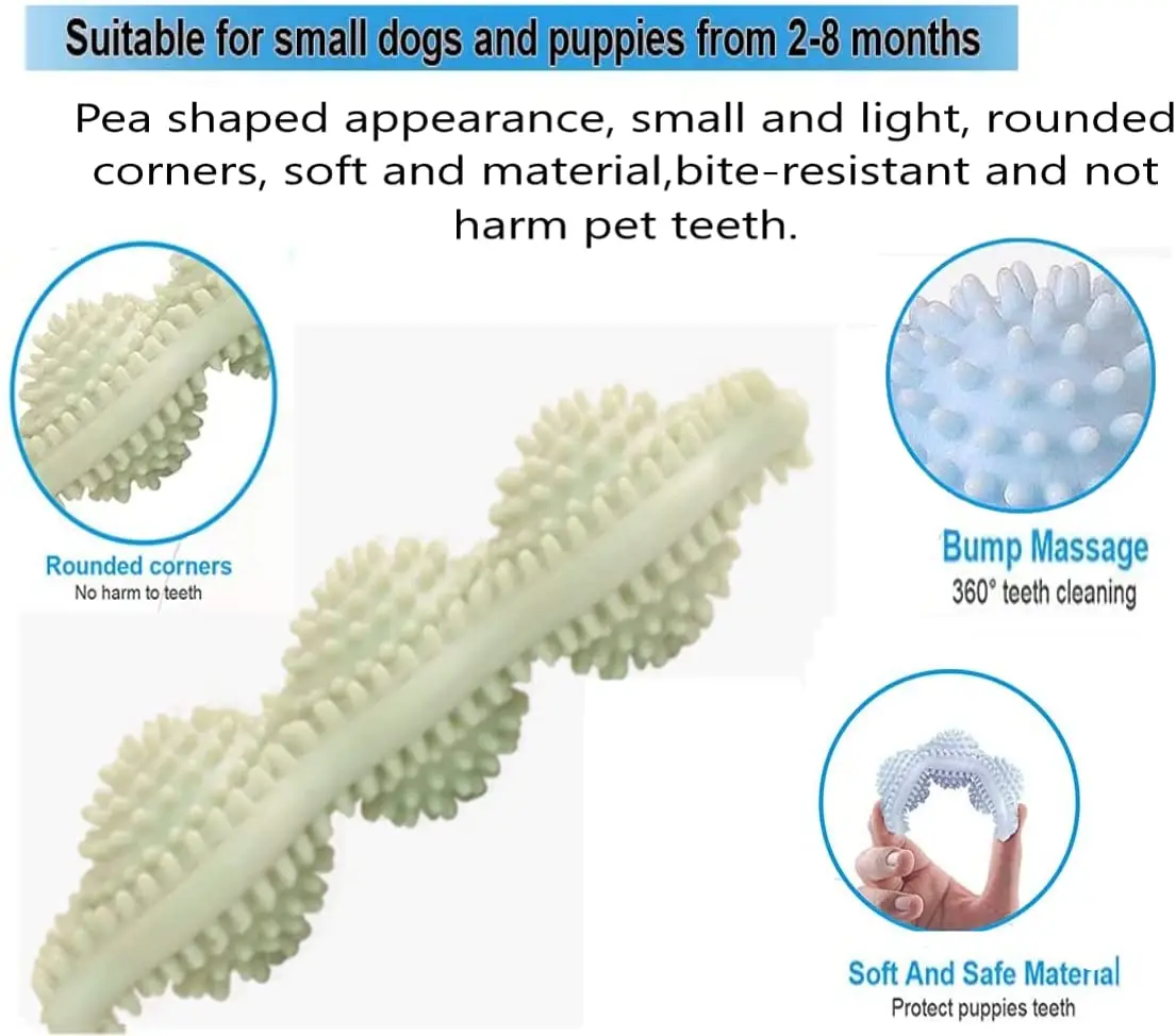 

HOOPET Dog Teething Chew Toys Pea Shape Puppy Toothbrush 2-8 Months-Soothes Itchy Teeth and Painful-360°Puppy Teeth Cleaning