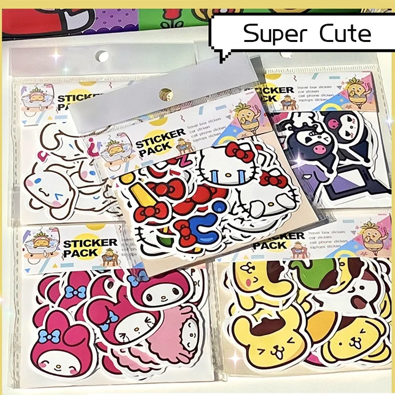 

40 шт. милые наклейки Kuromi Cinnamoroll Melody Pompompurin Diy Аниме Кукла декоративная фотокартина аксессуары игрушки
