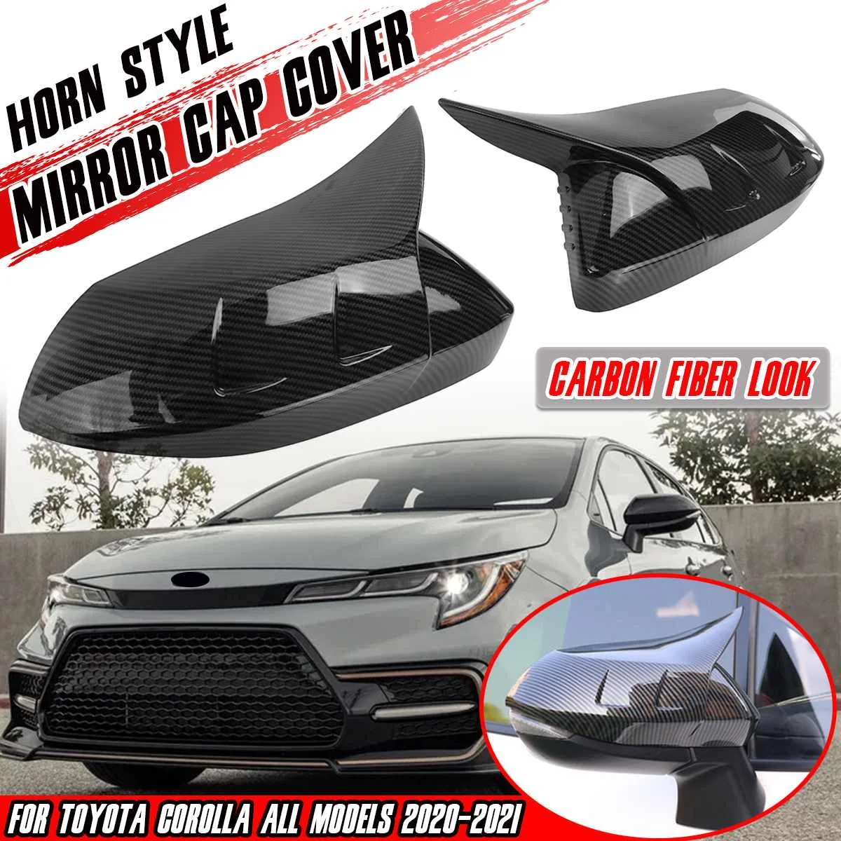 

New 2xCar Rear View Mirror Cap Cover Set Side Mirror Cover Cap For Toyota For Corolla All Model 2020-2021 Rearview Mirror Covers