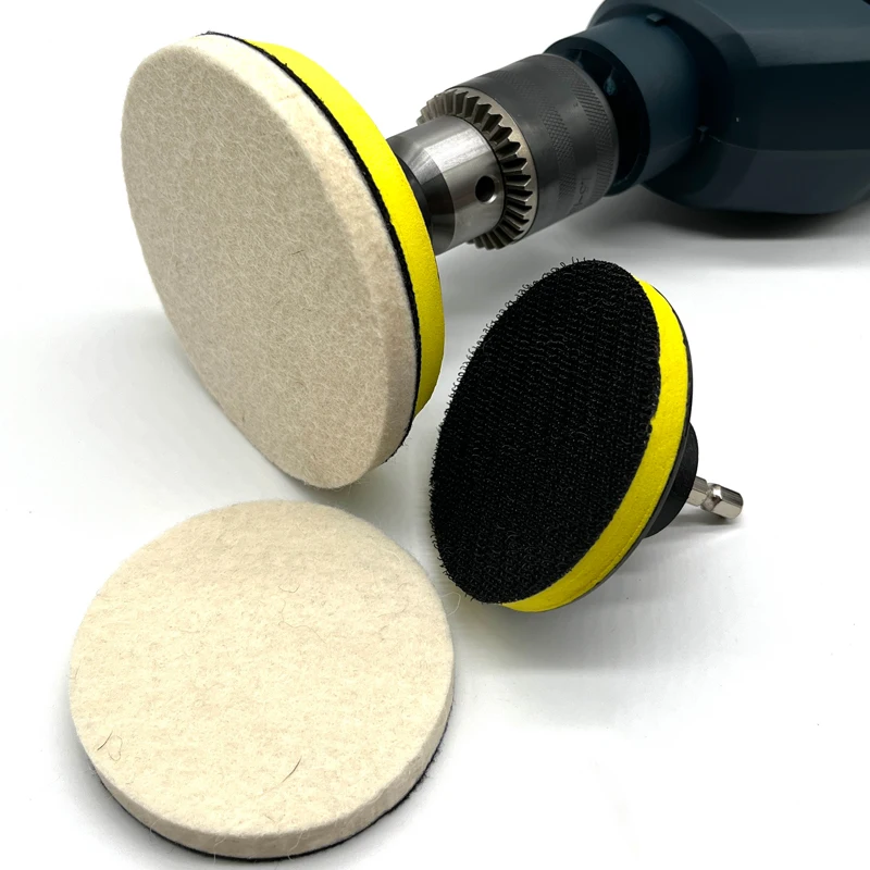 4PCS/Set Wool Felt Polishing Pad Polish Wheel Backing Pad Drill Adapter Kit Mirror Polish Glass Stainless Steel Polish