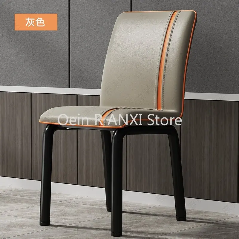 

Designer Kitchen Nordic Dining Chairs Bedroom PU Leather Ergonomic Modern Dining Chairs Dresser Metal Stuhl Home Furniture WKYZ