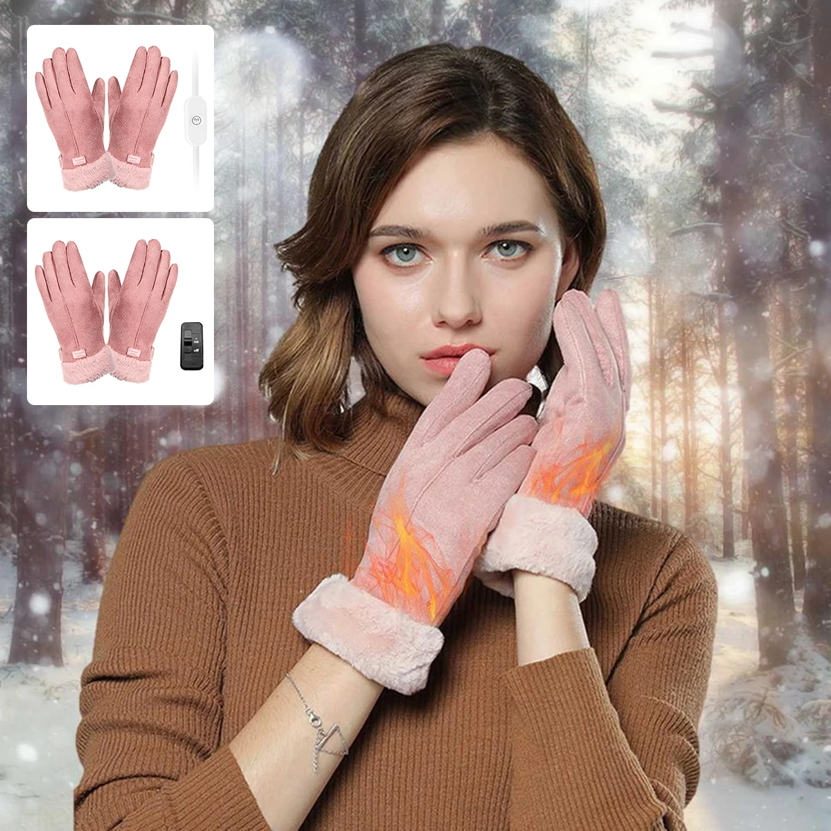 

Winter Electric Heated Gloves USB Heated Gloves Ergonomics Soft Ladies Warming Gloves Women Full Finger Gloves Outdoor Cycling