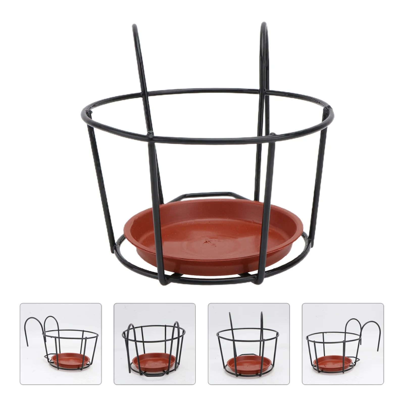 

Hanging Flower Planter Plant Holder Pot Balcony Railing Iron Planters Rack Basket Pots Stand Fence Rail Metal Baskets Over