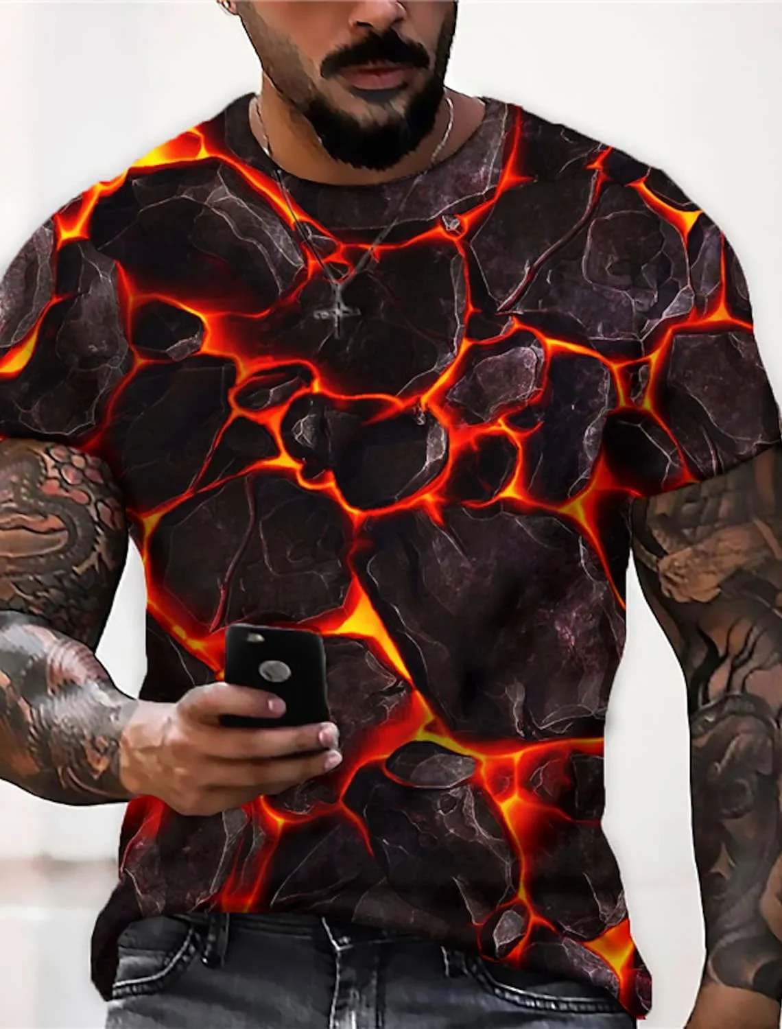 

Футболка мужская с принтом трещин и круглым вырезом, повседневная дизайнерская рубашка с короткими рукавами, с 3D-принтом, в стиле унисекс, для отдыха