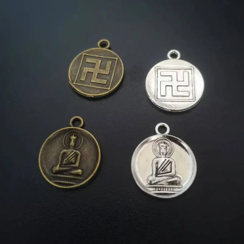 50 шт., тибетские серебряные подвески для браслетов и ожерелий, 22 х18 мм