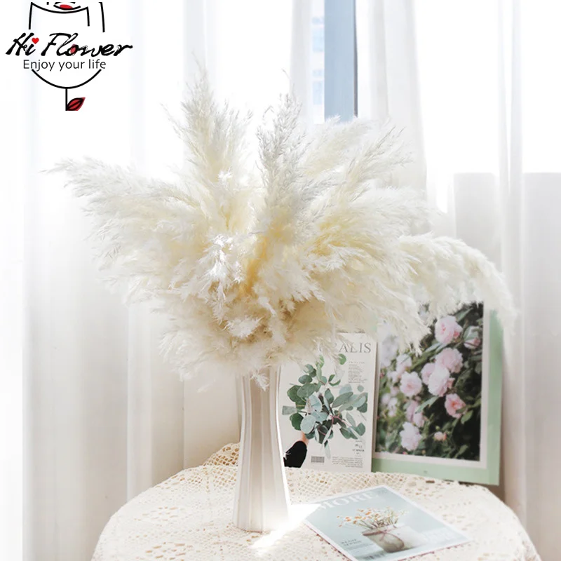 

10Pcs Reed Dried Flower Natural White Pampas Grass Wedding Party Decoration Fluffy Phragmites Artifical Flowers Fall Home Decor