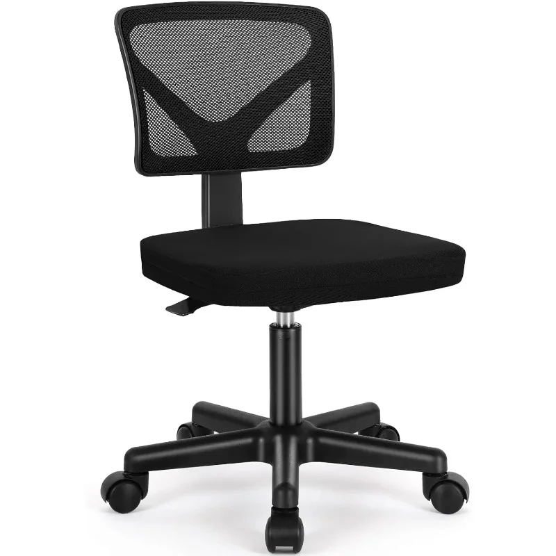 

Armless Small Home Office Desk Chair, Ergonomic Low Back Computer Chair, Adjustable Rolling Swivel Task Chair with Lumbar