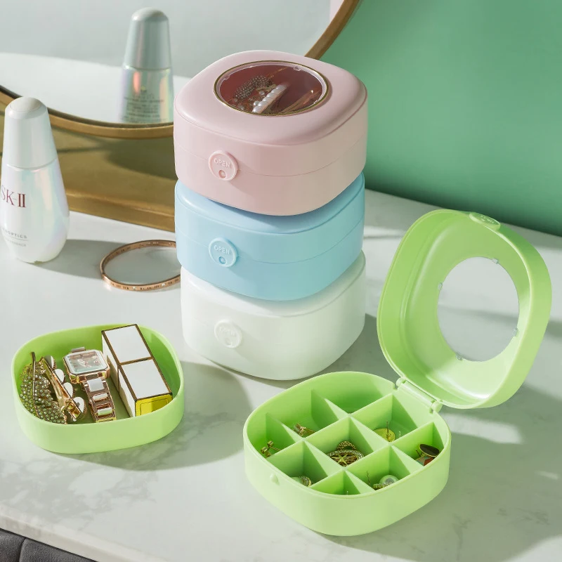 

Портативный двухслойный ящик для хранения женских колец, ожерелий, ювелирных изделий, демонстрационные коробки