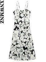 xnwmnz summer woman fashion tropical print camisole dress women vintage resort v neck thin straps backless dresses for womens