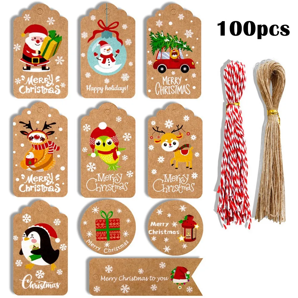 

New Parts Premium Christmas Ornaments Accessories Card Decorations Wedding 100pcs Xmas Hanging Kraft Ornaments