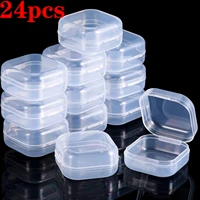 24pcs small clear plastic beads storage containers box with hinged lid for storage of small items crafts hardware