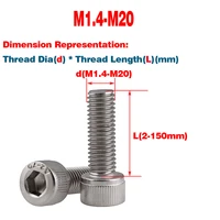 m1 4 m20 a2 304 stainless steel allen bolts socket cap screws hex head din912