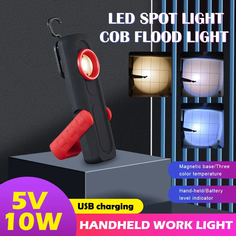 

NEWest 10W COB+XPE LED Handheld Car Paint Finish Lamp Scan Swirl Magnetic Grip Portable Auto Repair Working Lights