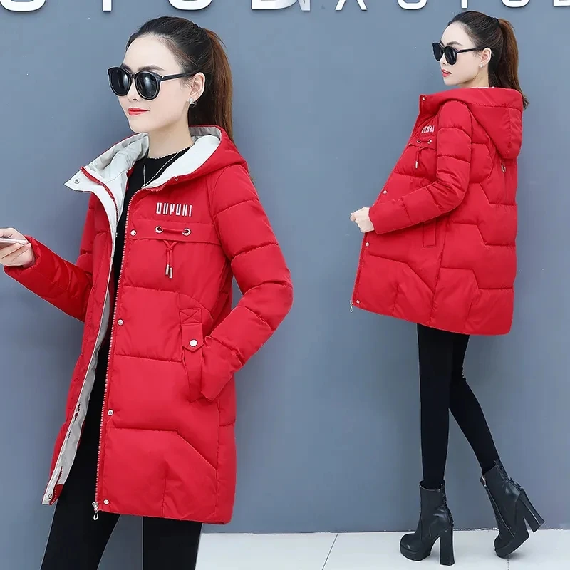 2022 Winter New Down Cotton Coat Womens Fashion Slim All-match Casual Padded Jacket Women Large Size Thick Hooded Warm Parkas