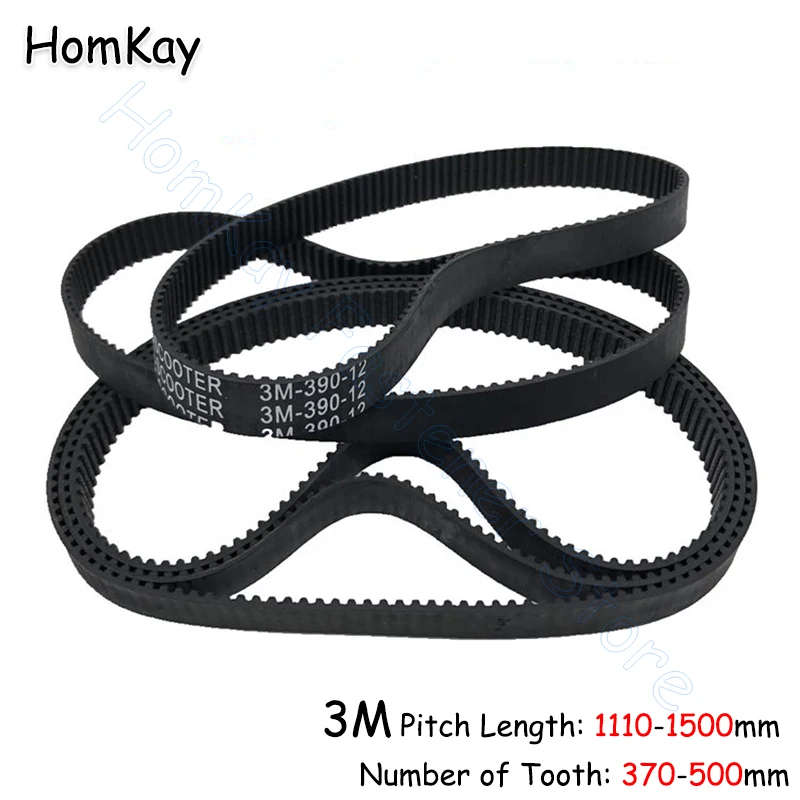 

HTD-3M Timing Belt Rubber Closed-loop Transmission Belts Pitch 3mm No.Tooth 370 375 396 400 415 421 430 445-500Pcs width 10 15mm