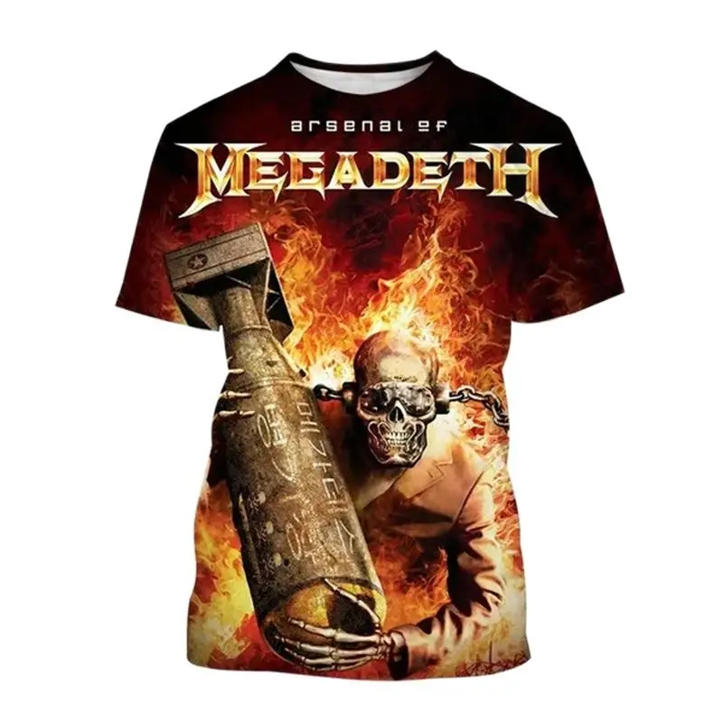 

Fashion Megadeth 3D Printing T-shirt Summer Men Ladies Popular T Shirts Hip Hop Style Short Sleeves Pullover Boys Vintage Tops