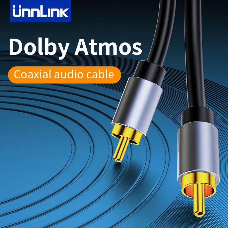 Unnlink Digital Coaxial Audio Cable Hifi 5.1 Coaxial Cord Dolby Atmos for Soundbar Subwoofer DVD Amplifiers TV 1 to 10 Meters
