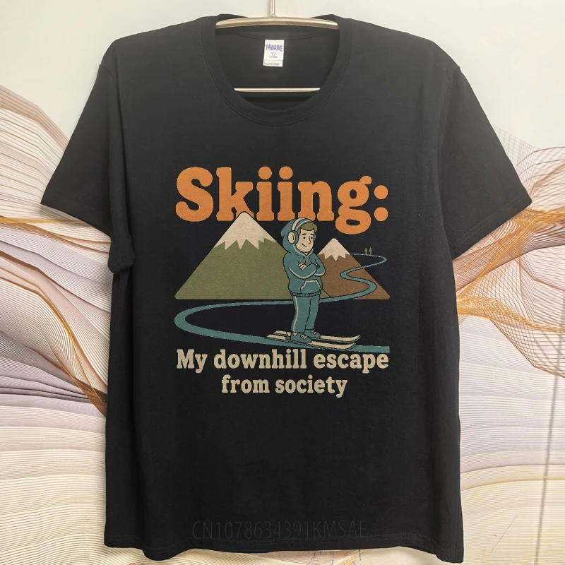Фото Для него летняя комфортная футболка Лыжи My Downhill Escape From Society Уличная одежда Женская футболка с коротким рукавом и круглым вырезом Бренд №2