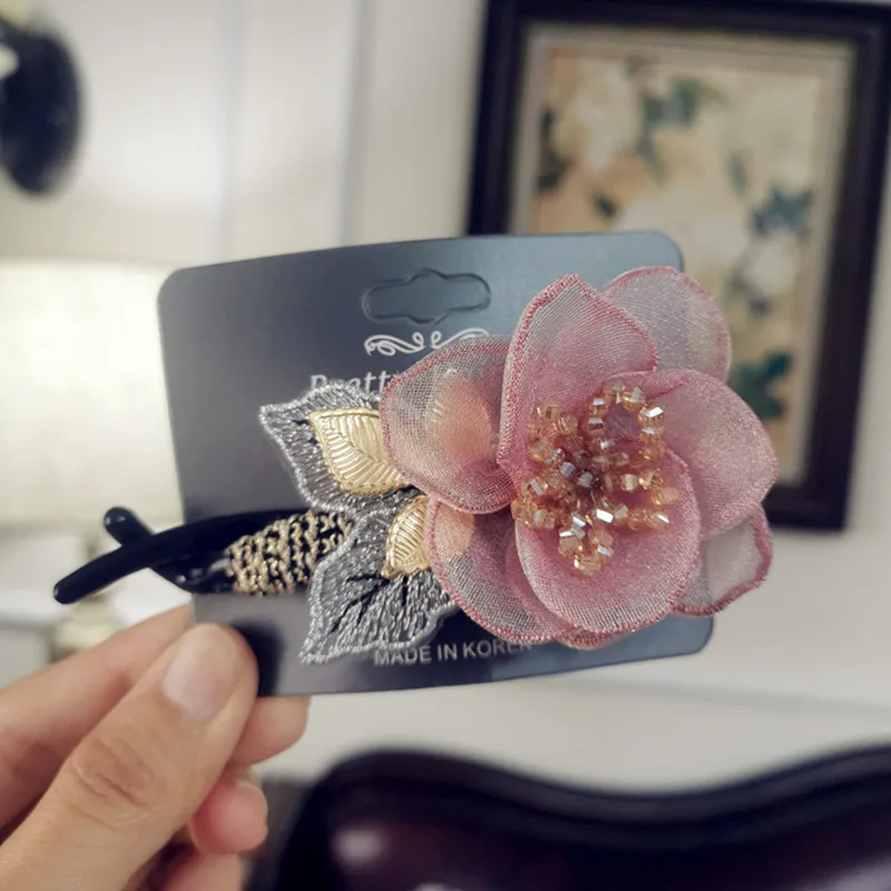 

188CM Sweet Women Elegant Rose Flower Hairpins Clips Headpieces Bride Wedding Headdress Handmade Floral Party Hair Accessories