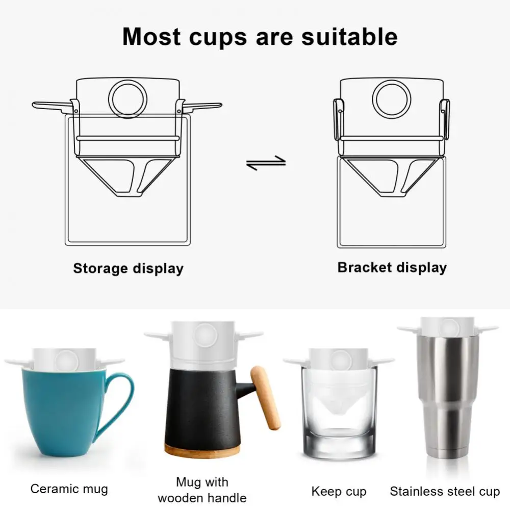 Foldable Portable Coffee Filter Coffee Maker Stainless Steel Drip Coffee Tea Holder Reusable Paperless Pour Over Coffee Dripper images - 6