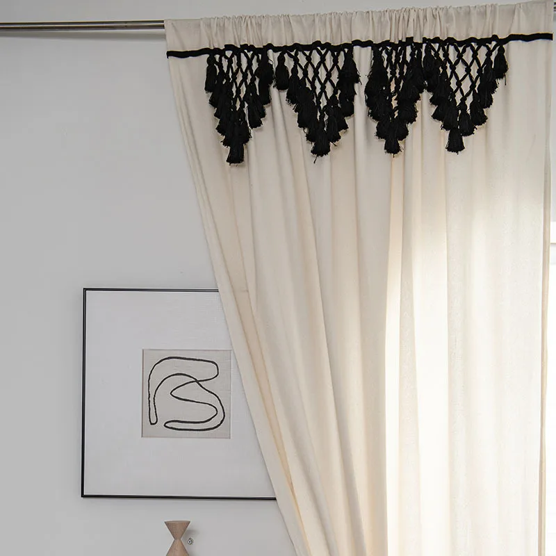 Однохроматические оконные занавески полузатемняющие из хлопковой смеси черные