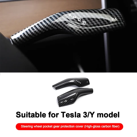 Чехол для рычага переключения передач Tesla Model 3 Y, защитный чехол для рычага переключения передач, ручка переключения передач из углеродного волокна, чехол, аксессуары