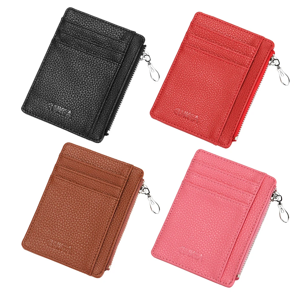 

Новые маленькие кошельки из искусственной кожи на молнии, кошелек для монет, чехол для кредитных карт, тонкий кошелек, очень тонкие карманны...