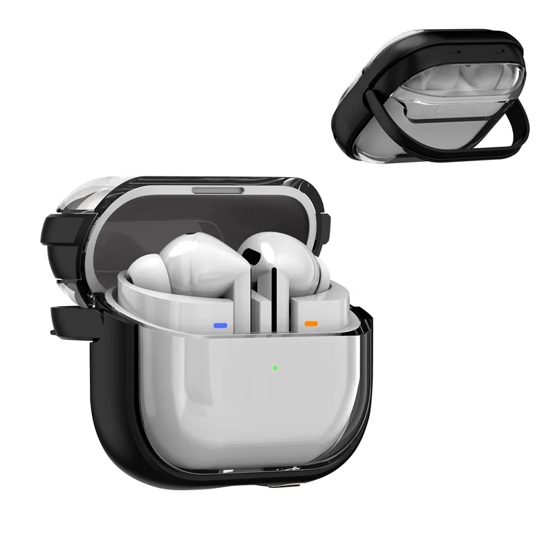 Фото Прозрачный чехол для наушников с подставкой для Samsung Galaxy Buds 3 Pro/Buds 3, Bluetooth-наушники, зарядное устройство, брелок, чехол для наушников №2