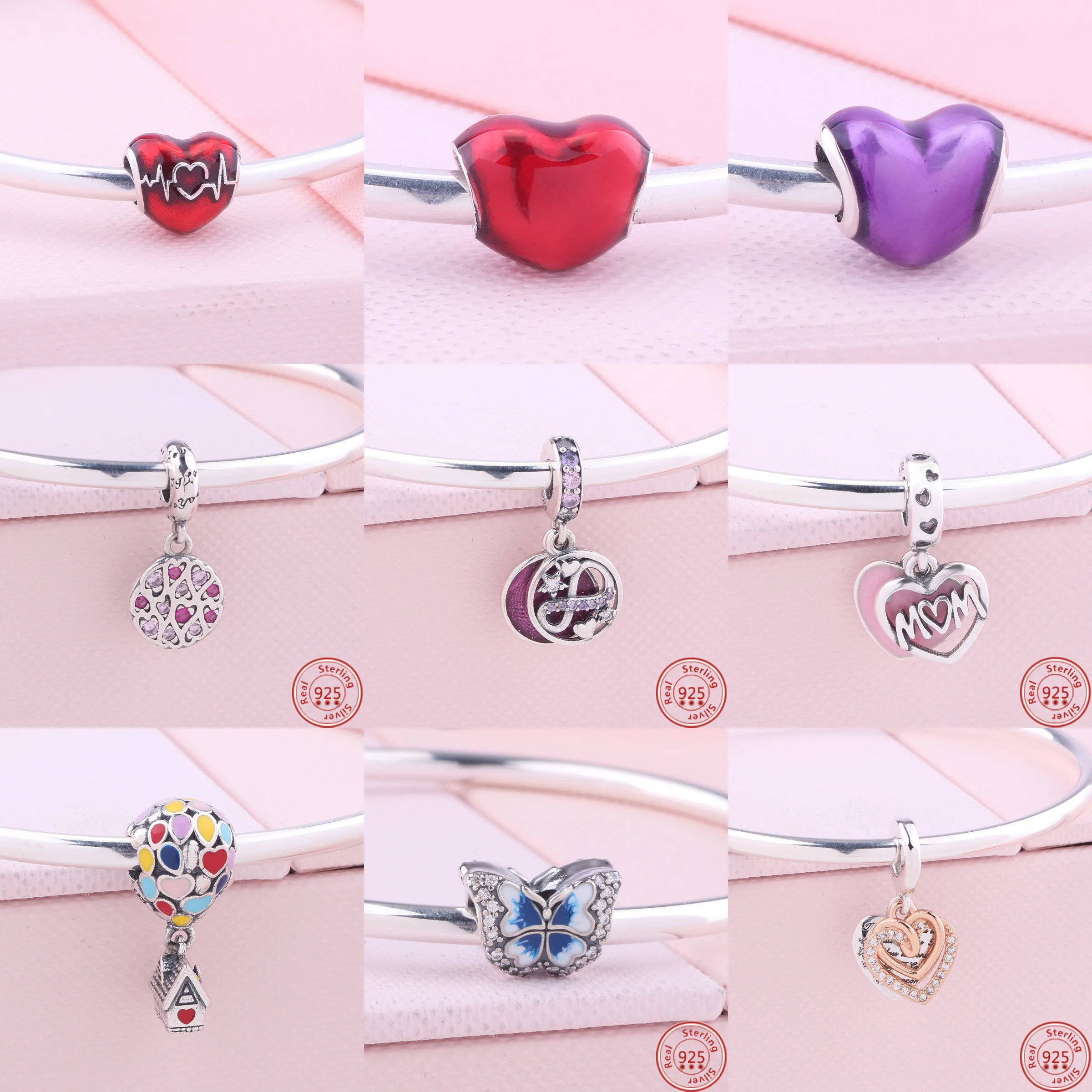 

Бусины из серебра 925 пробы в виде РОЗОВОГО СЕРДЦА