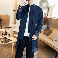 chinese style men tops tang suit vintage print plus size casual zarape jacket men long robes 2022 oriental male new year clothes