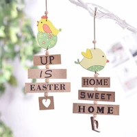 easter wooden chick hanging ornaments colorful wood slices pendant with rope for easter party home door window tree decor