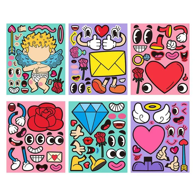 

Valentine Stickers For Kids 6pcs DIY Valentine Stickers For Kids Angel With Heart Sticker Mix And Match Love Sticker Valentine