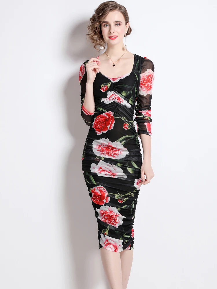 

Женское Сетчатое облегающее платье, дизайнерское праздничное вечернее платье с высокой талией и квадратным вырезом, лето 2022