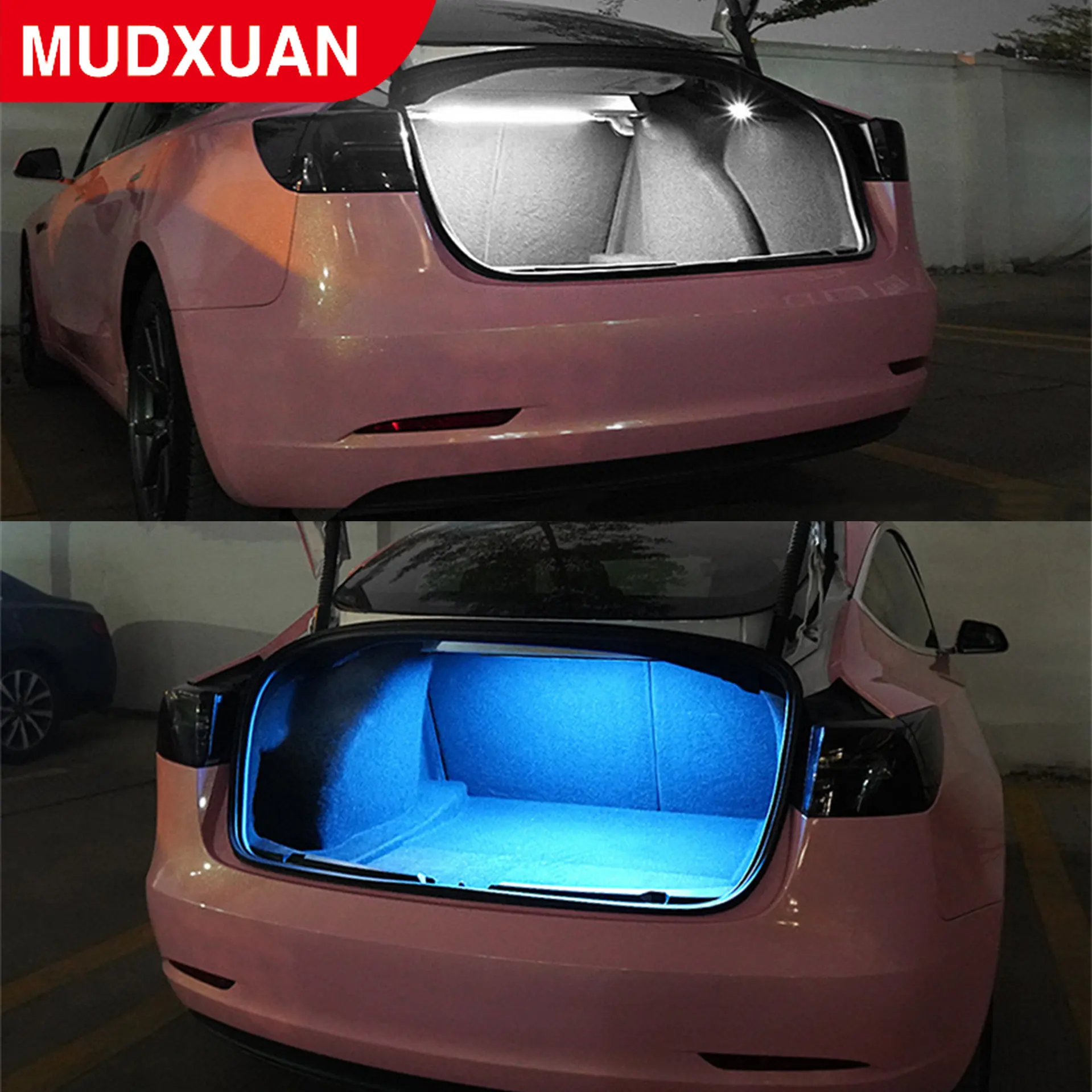 

Tesla 2019-2022 carro 3 tronco dianteiro pólo de lâmpada inteligente 12V LED lâmpada tubo acessórios interiores