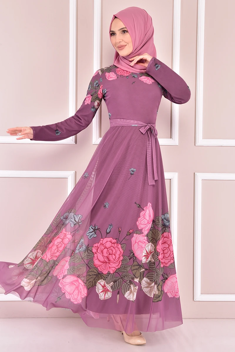 Шифоновое платье розового цвета Kurusu KBR21314