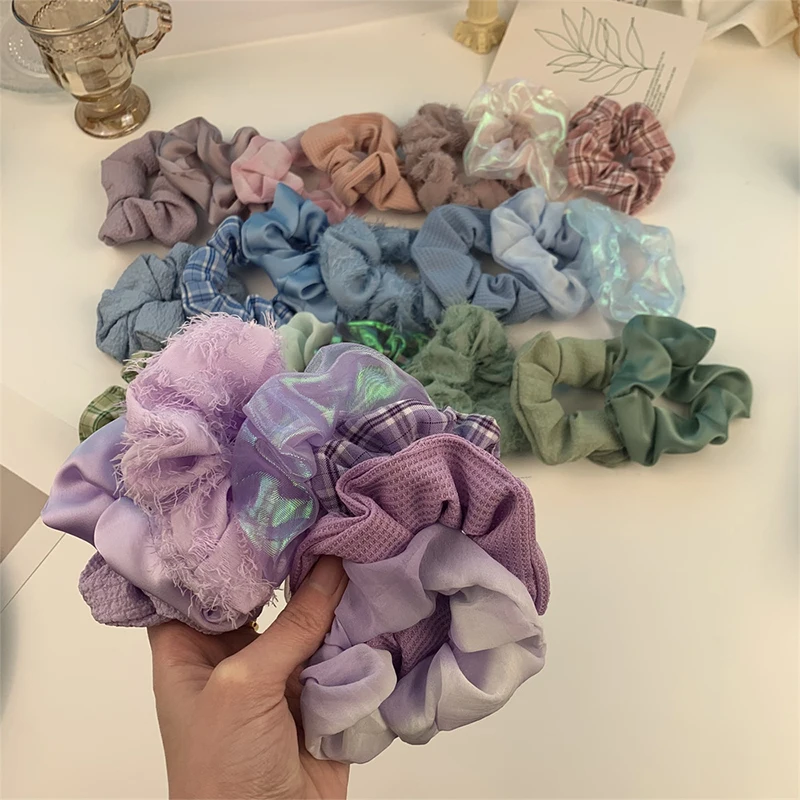 

7/2 Pcs/set Flower Print Hair Scrunchies For Women Girls Cute Elastic Hair Ties Bands Headband Rubber Bands Hair Accessories