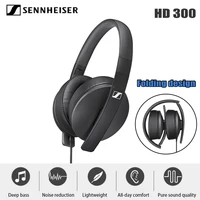 sennheiser hd 300 around ear headphones noise isolation portable earphones stereo music foldable sport headset deep bass micr