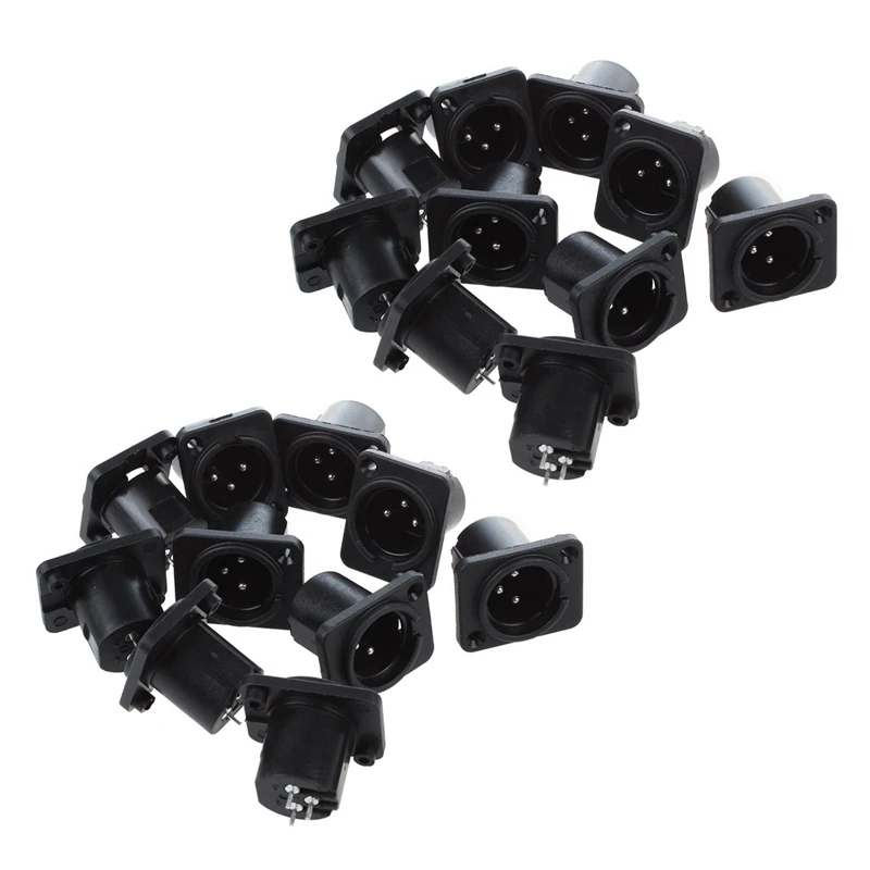 

XLR Male Plug Straight Terminal Panel Mounted Connector 20 Pieces