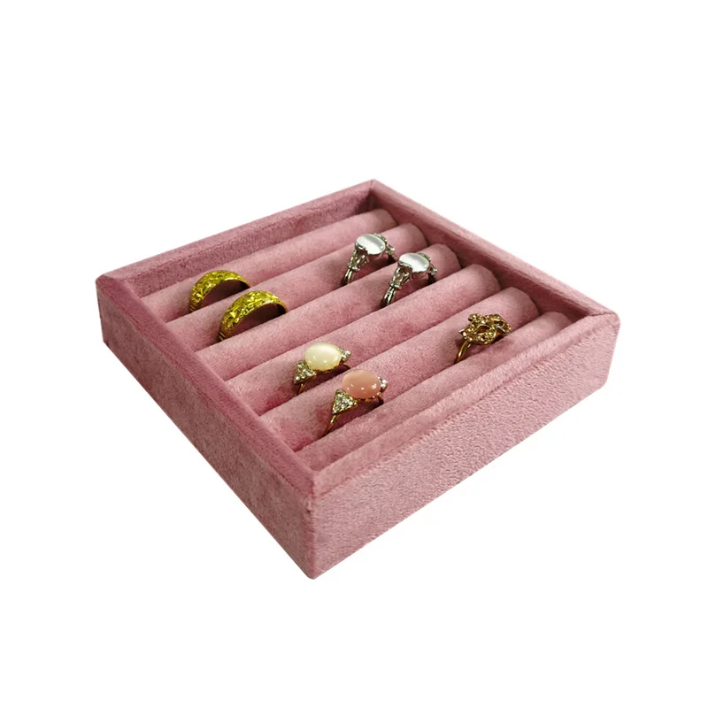 

Розовый Бархатный Поднос Для Ювелирных Изделий Для Демонстрации, Органайзер Для Колец, Квадратный Поднос Для Колец И Сережек
