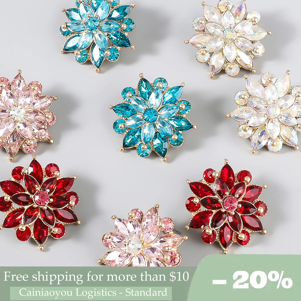 

New Sparkling Rhinestone Flower Earrings Female Dinner Wedding Party Fashion Jewelry Accessories