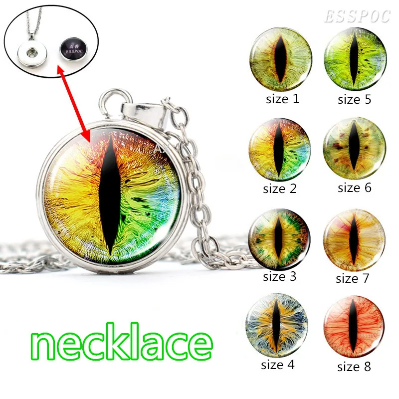 

Silver Color Necklace Evil Dragon Eye Photo Glass Cabochon Silver Plated Necklace Natural Jewelry Gifts