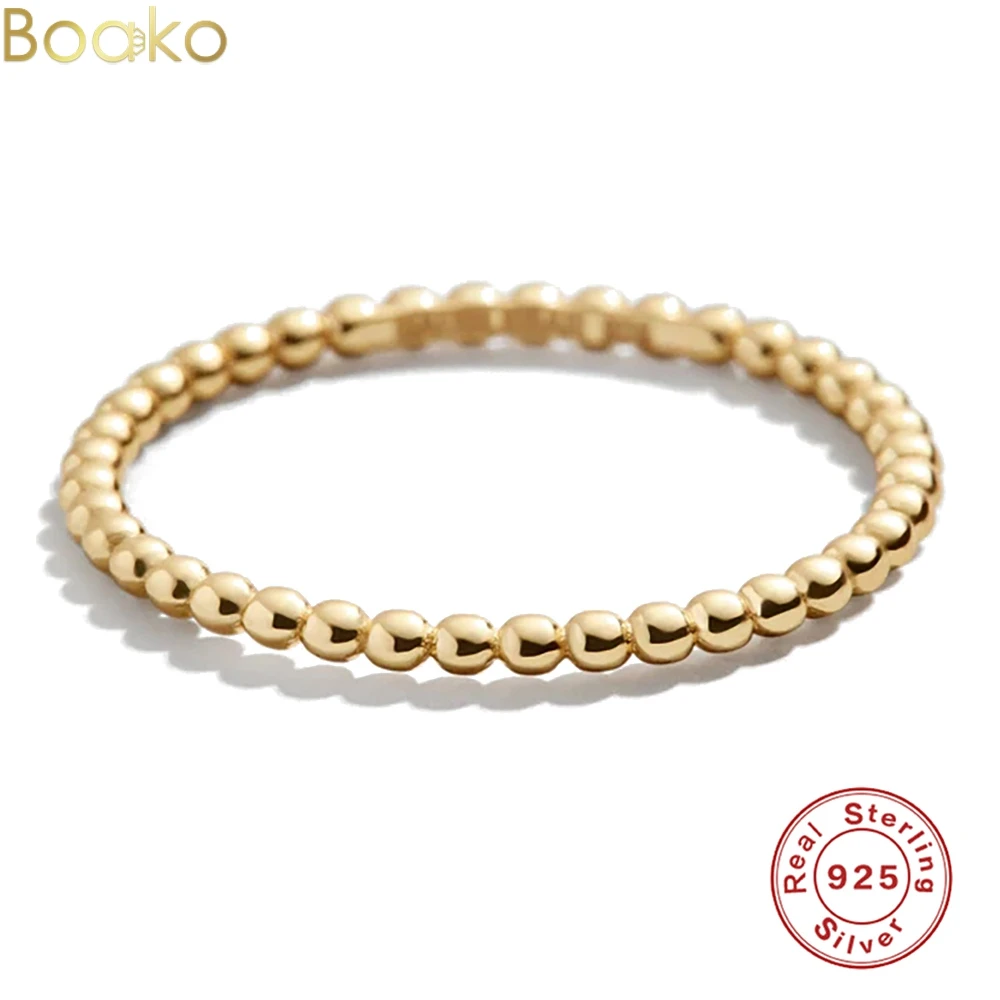 

BOAKO 2022 New Real 925 Sterling Silver Small Beads Adjustabl Rings For Women Simple Adjustable Rings Fashion Anillos Jewelry