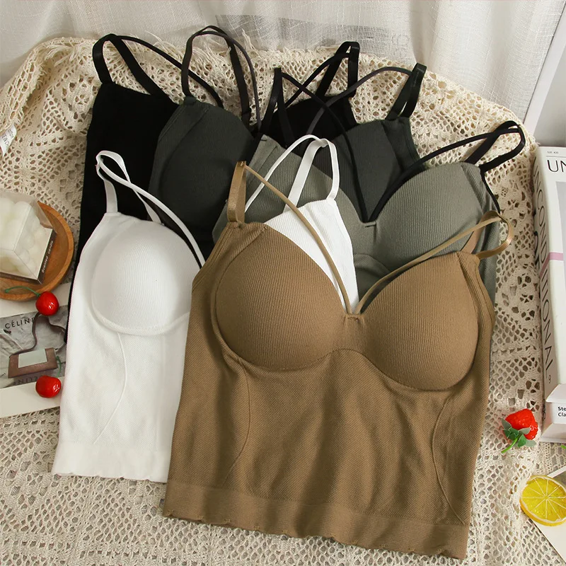 

Женский трикотажный короткий жилет, однотонный облегающий топ на бретелях с V-образным вырезом и открытой спиной, на лето, HSJ730, 2023