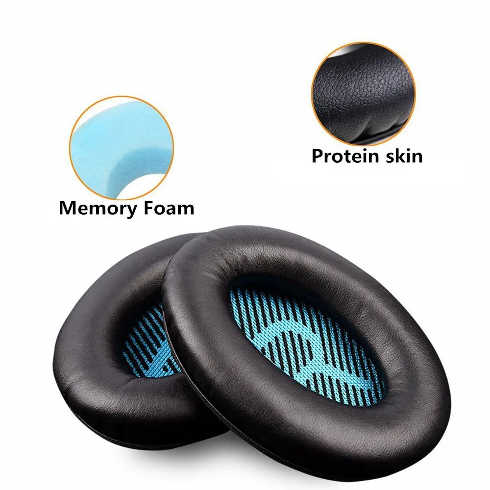 

Replacement Protein Leather Memory Foam Ear Pads Cushions For Bose Quietcomfort 2 QC25 AE2 QC2 QC15 AE2I Headphones