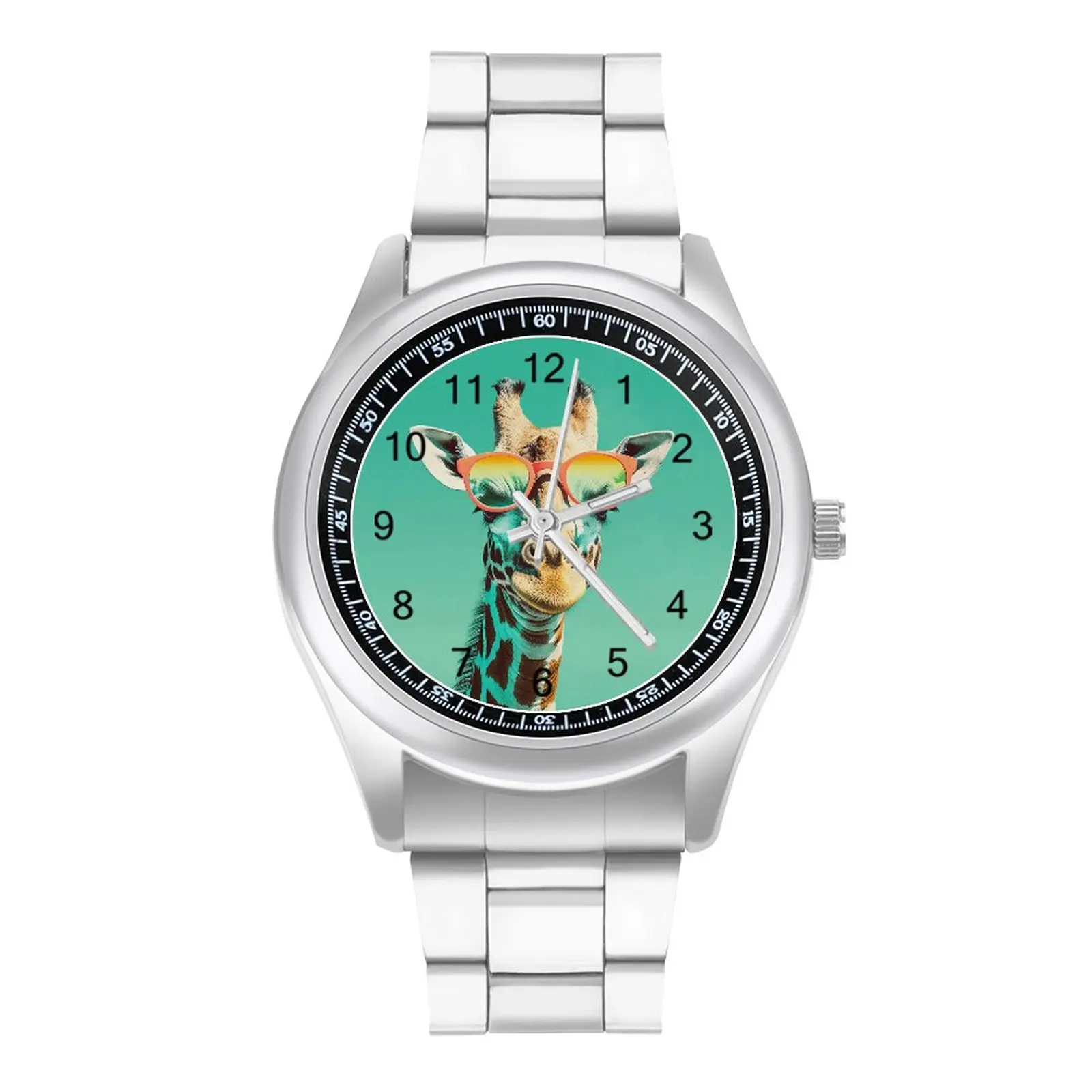 

Giraffe Quartz Watch Graphic Illustration Sunny Beach Sunglasses Design Retro Wrist Watch Steel Affordable Fishing Wristwatch