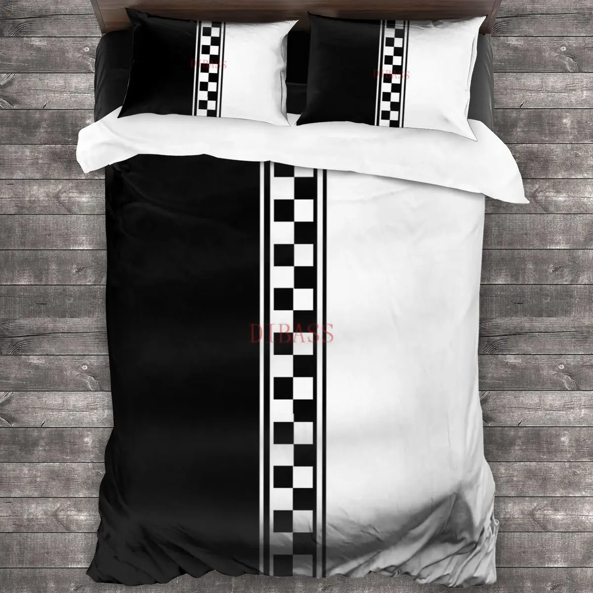 

Stylish Black And White Ska Inspired V2 Soft Microfiber Comforter Set with 2 Pillowcase Quilt Cover With Zipper Closure