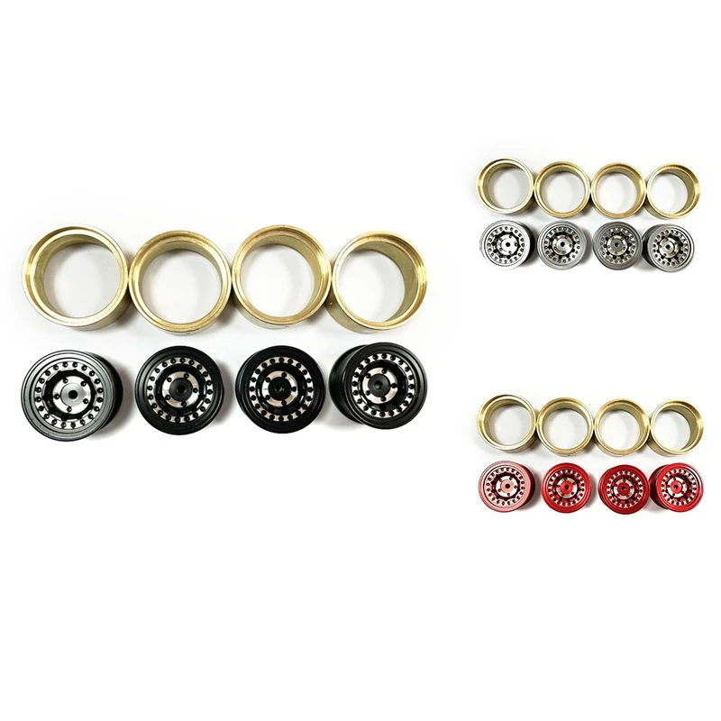

Metal Beadlock Wheel Rim With Brass Counterweight Ring For FMS 1/24 FCX24 1/18 Mogrich RC Crawler Car Parts