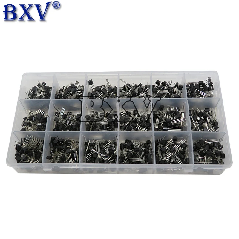 

900PCS/LOT 18Values TO-92 Transistor Kit Hjxrhgal A1015 2N2222 C1815 S8050 2N3904 2N3906 S9012 Transistor Combo Kit